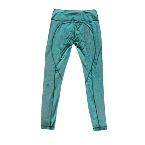Lululemon Women’s Wunder Under Heathered Wee Stripe Menthol Green Leggings Sz 10 - Picture 7 of 11